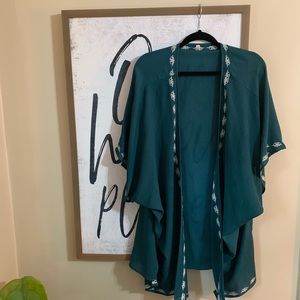 Teal Crepe Kimono